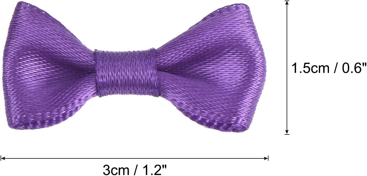 MECCANIXITY 100pcs Dark Purple Bow Ties 1.2" x 0.6" Mini Bowknot for Crafting Little Satin Bows Bulk for DIY Sewing Scrapbooking Wedding Gift Present Home Decoration image 2