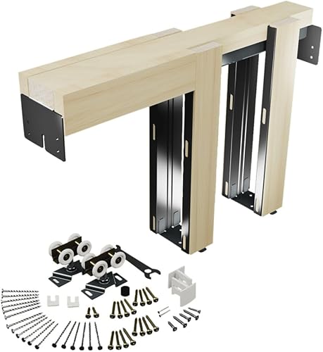 Slide-Co 164553 - Kit de puerta de bolsillo, marco de madera reforzada de acero, para puertas de 24 a 36 pulgadas x 6 pies y 8 pulgadas