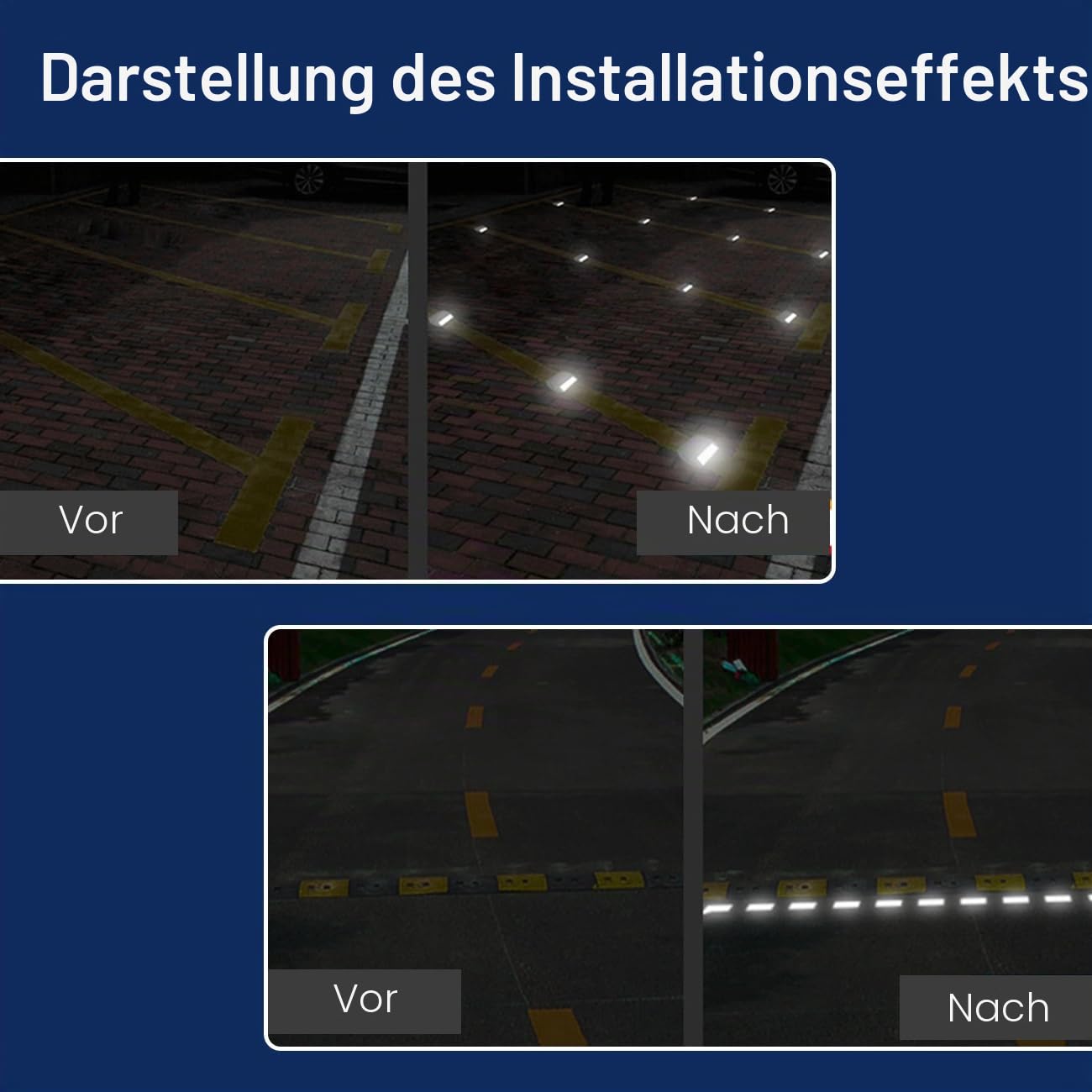 10 Stück Reflektierender Markierungsnagel, Parkplatz Markierung Gartenweg Treppen Gelb (weiß - 10 packen)
