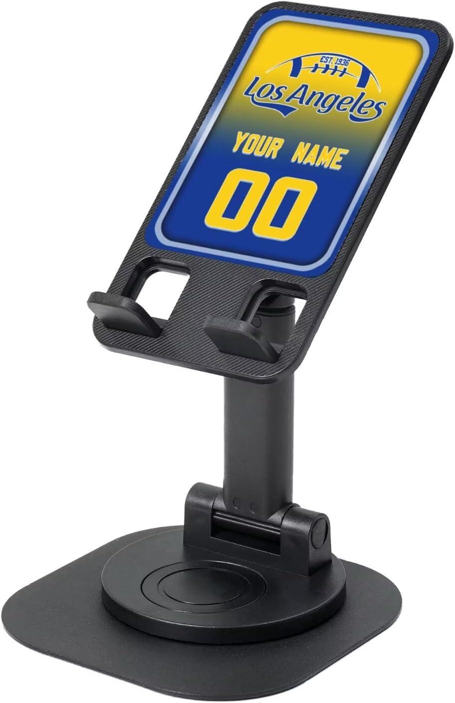 Custom Phone Stand with 360°Rotation Name and Number-Personalized Sports Team Holder for Desk,Office,Travel-Fits 4-16" Phones & Tablets.
