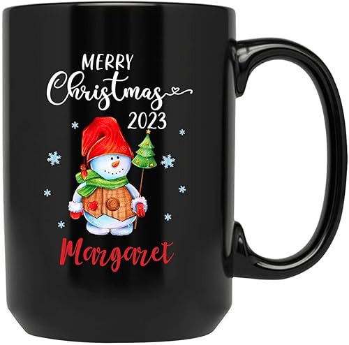 Taza personalizada de Feliz Navidad 2023, taza de cerámica personalizada de muñeco de nieve con nombre, regalo de taza de Navidad para hombres y