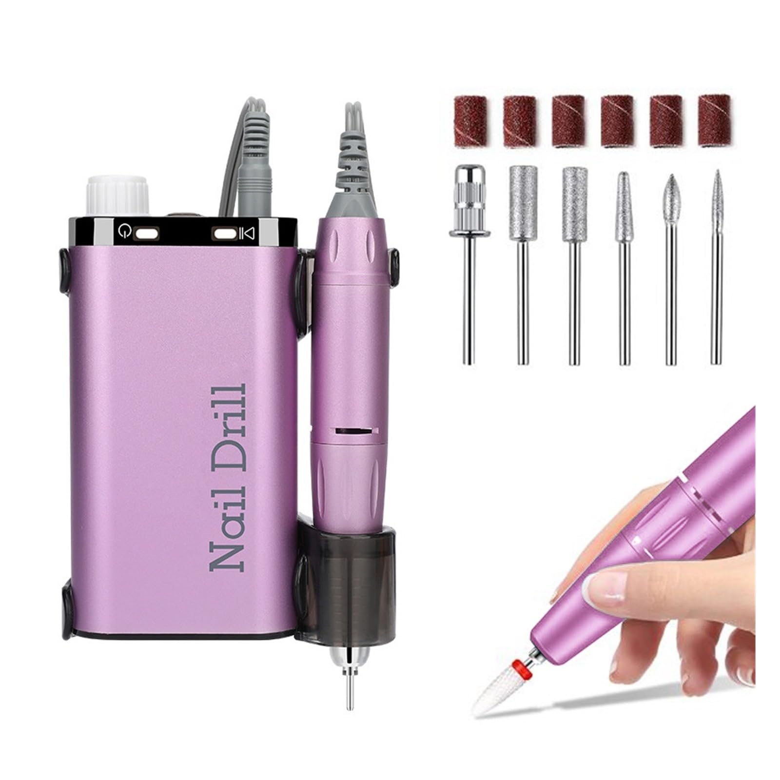 Taladro de uñas, taladro de uñas eléctrico de 35000 RPM, máquina de manicura de uñas recargable para salón, lijadora de uñas profesional portátil para herramientas profesionales de uñas (Roze A)