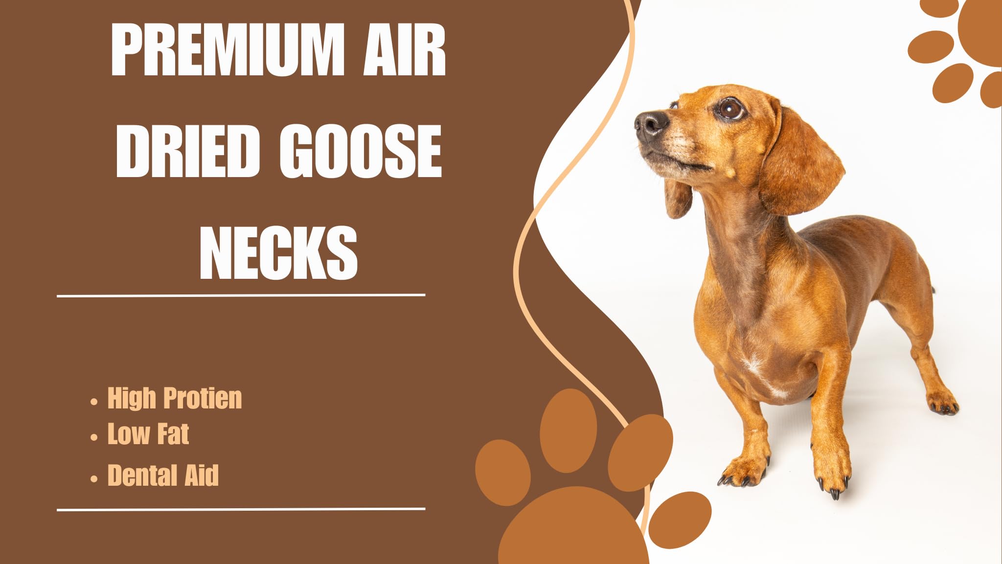 Snack crudi per cani a collo d'oca essiccati all'aria di alta qualità - Prodotti da masticare sani e naturali per il benessere del cane 1 sacchetto da 250 g, circa 5 snack per cani a