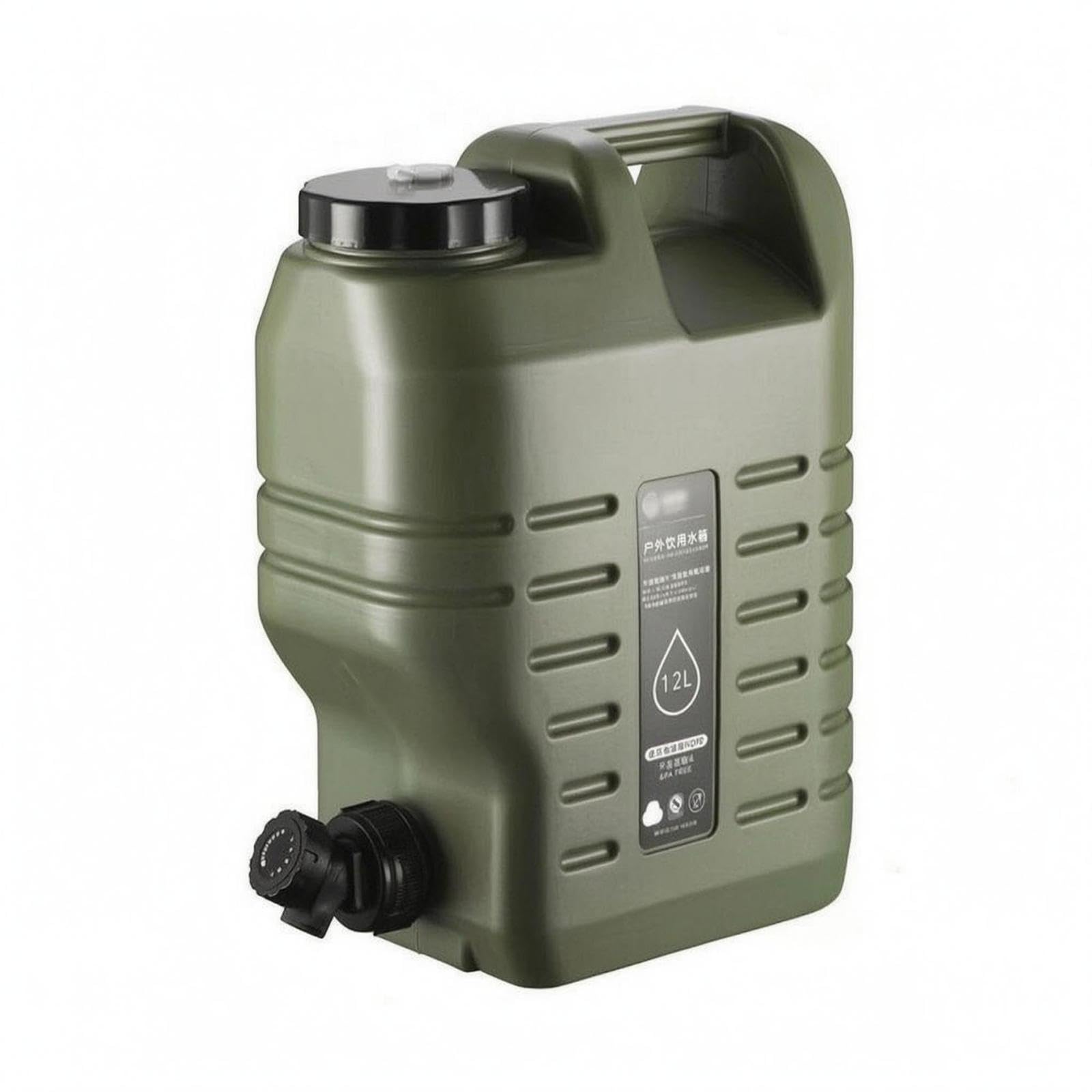 Spigot Water Jug Built in Handle Portable Water Container Screw Cap Army Green 12L | Water Carriers & Jerrycans | Water Bottles & Hydration | Camping & Hiking | Outdoor Sports-image-14