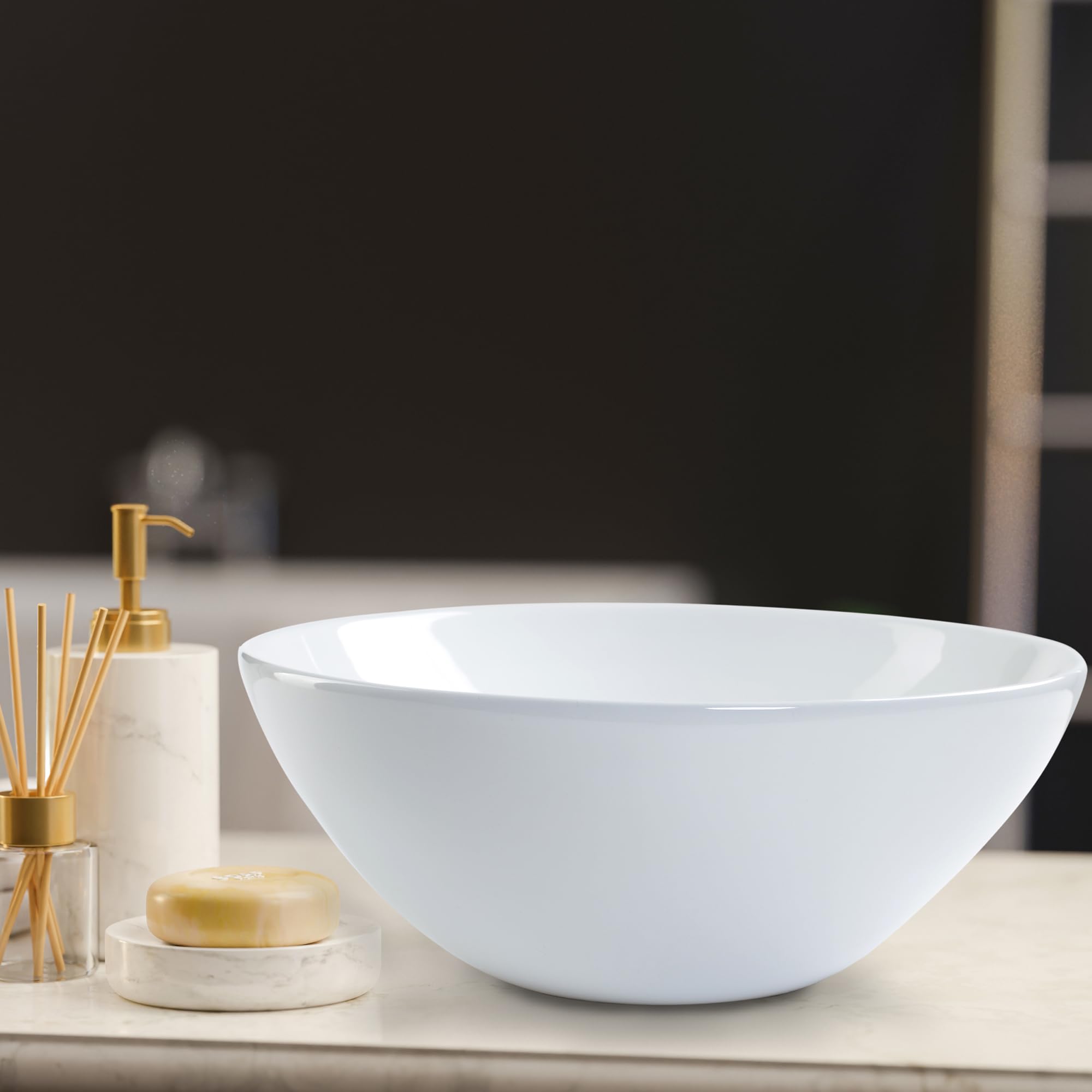 Zurich Model White Ceramic Oval Bathroom Sink, Vessel Sinks