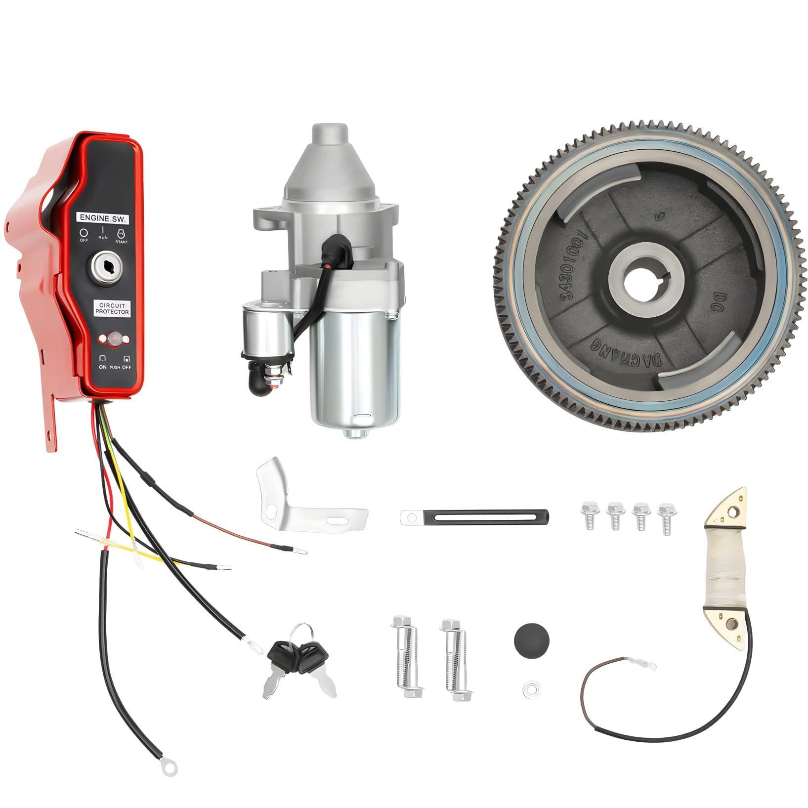 Kit di avviamento elettrico per Honda GX390 13 CV, motori e generatori con avviatore magnetico, volano, corona dentata, chiave
