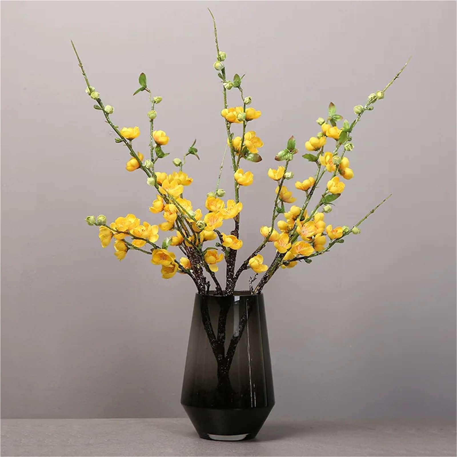 WHMWT Artificial Cherry Blossom Flower Branches Silk Peach Spring For Wedding Decoration Plum Arrangement Accessories(Yellow)