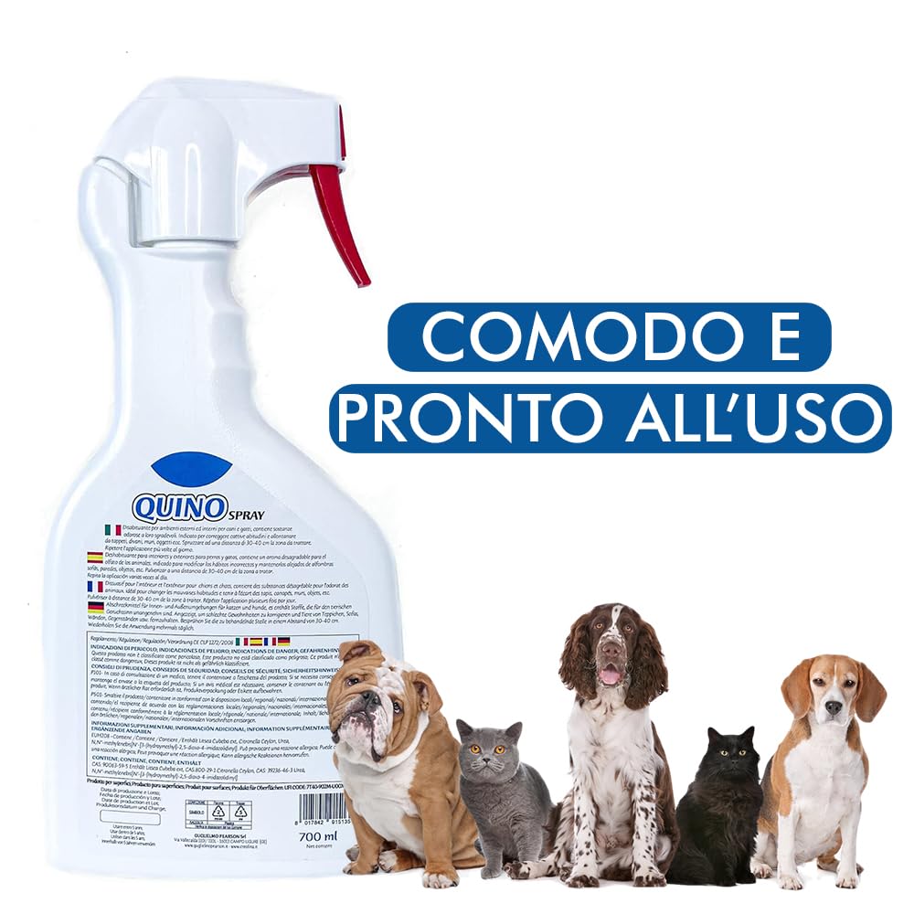 PEARSON Repelente para Gatos y Perros 700ML, Spray Educador para Gatos, Solución Anti Orina para Interiores y Exteriores, Repelente para Perros Made in Italy