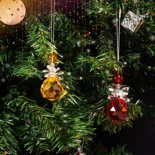 Wongblee 12 Pcs Glass Angel Ornaments, Multicolor Crystal Glass Angel Figurines For Christmas Tree, Car Decorations, Gifts #TOP5