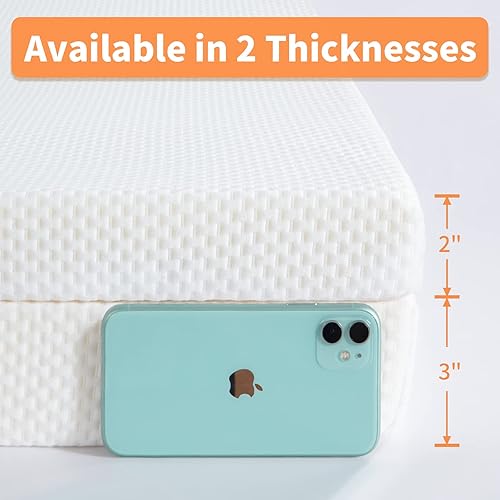 Vista 6 de HOMBYS Cubrecolchón de espuma viscoelástica con funda extraíble, cubrecolchón de mesa de masaje con bandas elásticas, solo cojín de cama