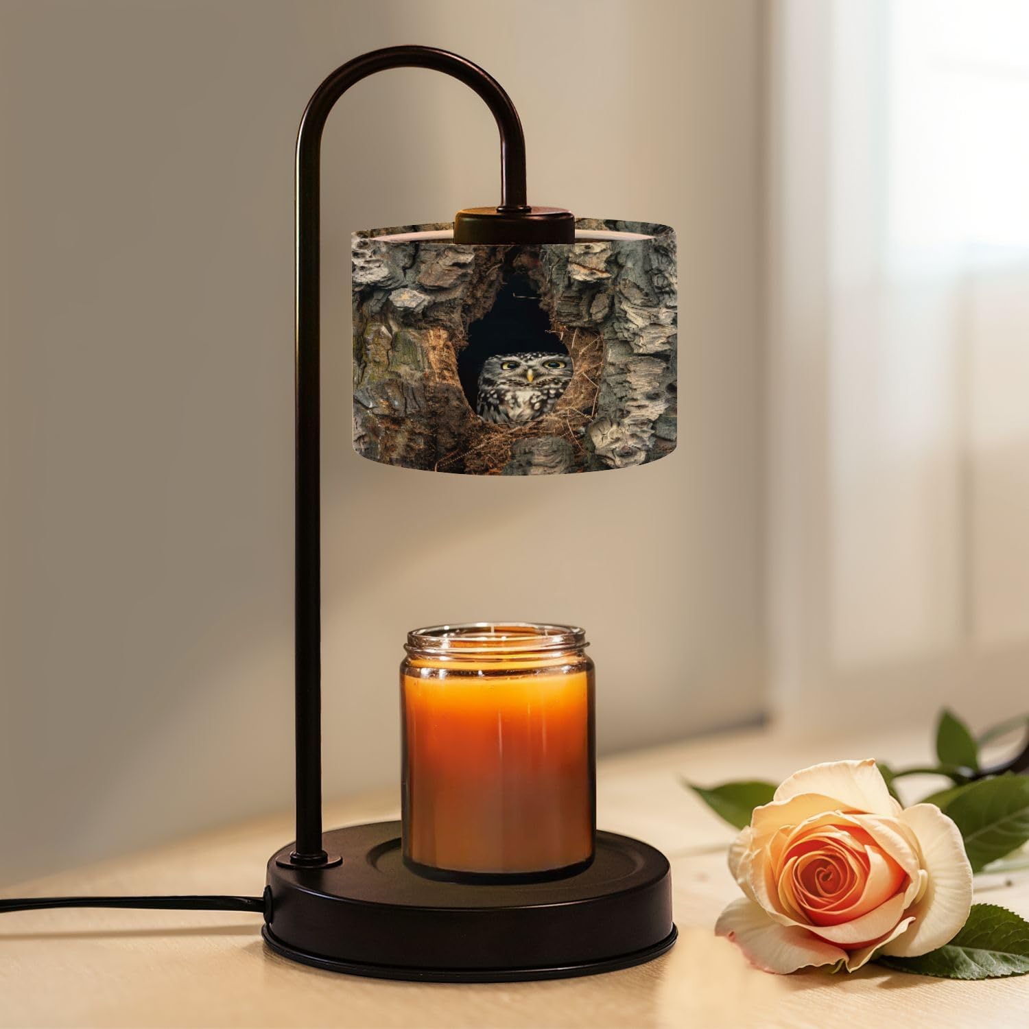 Candle Warmer Lamp with Timer Northern Hawk owl Dimmable Wax Warmer with 4 Bulbs Birthday Gifts for Jar Candles Women House Warming New Home Decor