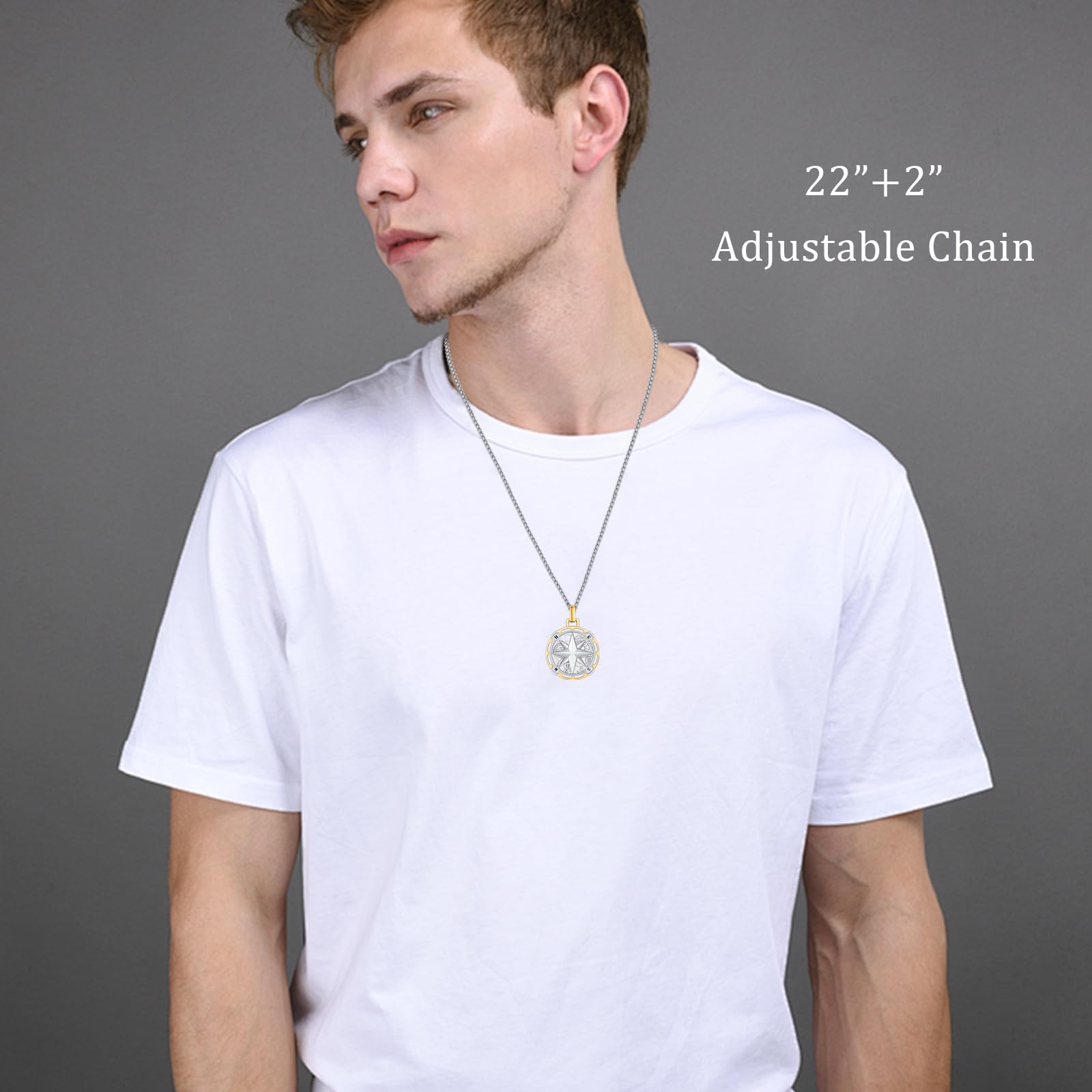 CUOKA MIRACLE Collier boussole en argent sterling 925 - Chaîne celtique pour homme - Pendentif celtique - Pour femme - Petit collier pour la Saint-Valentin, Noël, un anniversaire