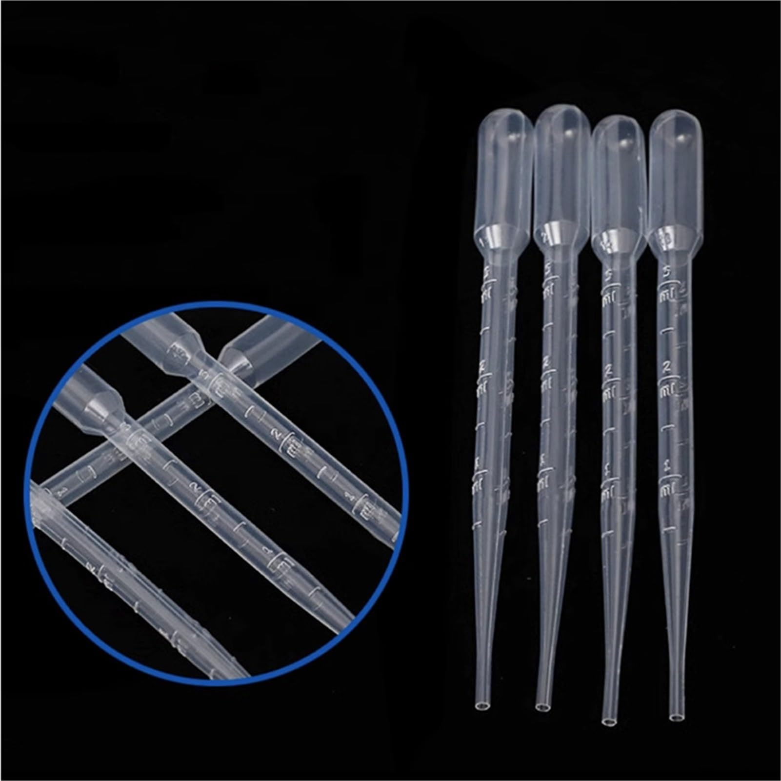 100 pipetas de plástico para laboratorio de 1 ml, 2 ml, 3 ml, 3 ml, 5 ml, 10 ml, pipetas de plástico para experimentos escolares (10 ml, 100 unidades)