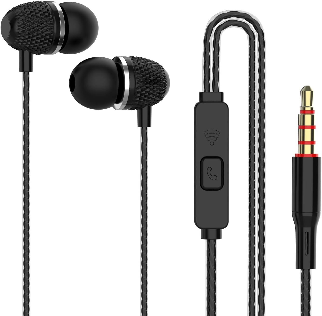 JCKDJ8With Remote Control with Microphone Stereo Bass Wired in Ear Headphones Earbuds Apply to Laptop Android MP3 Player Smart Phone with All 3.5mm Jacks (4 Pack) (Black+White+Pink+Green 4pairs)