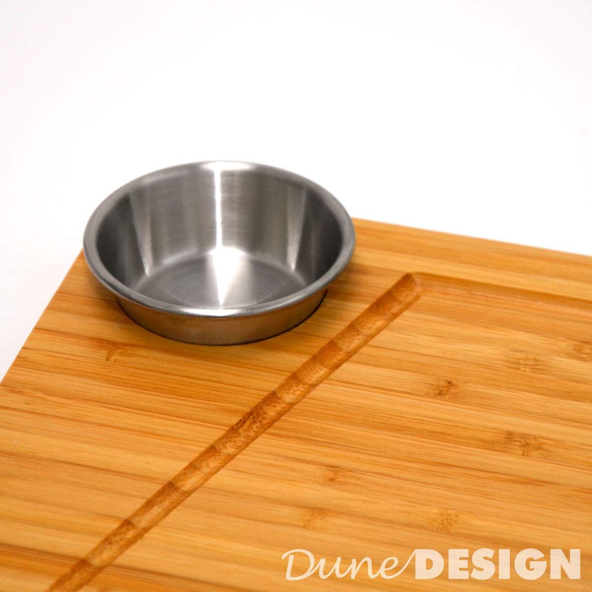 DuneDesign Lot de 4 - Planche de Service Bambou et Bol à Sauce - 30x25cm Assiette à Steak en Bois
