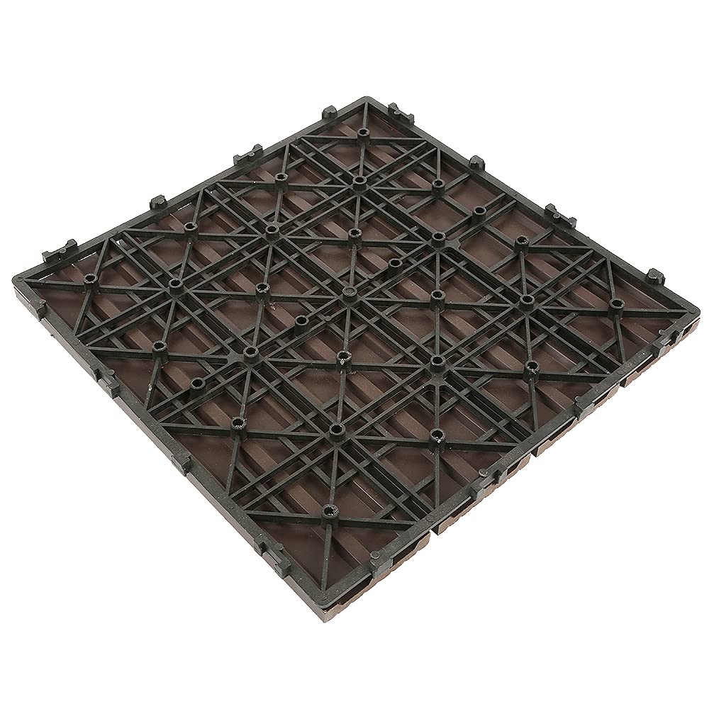 Zestaw 11 kratek ogrodowych 30 × 30 cm, kompozytowe, drewniano-plastikowe, wykładzina podłogowa zewnętrzna (11 płytek #4)