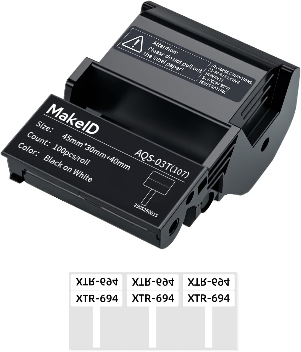 MakeID EP53 Flag Labels, T-Flag Pre-Sized Label Tape with Ribbon Cartridge for Indoor/Outdoor Wire and Cable, DataCom Labeling - for EP53 Portable Industrial Label Maker