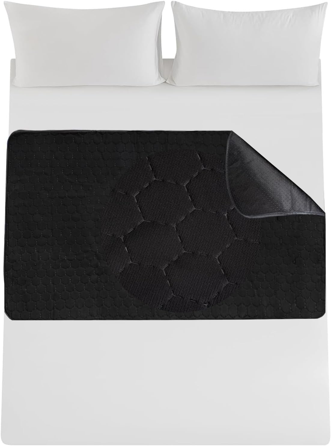 RIQINXIN Non-Slip Absorbent Incontinence Bed Pads Waterproof Reusable Washable Incontinence Underpads for Adults Children Elderly Sofa 2Pcs 35x60in Black