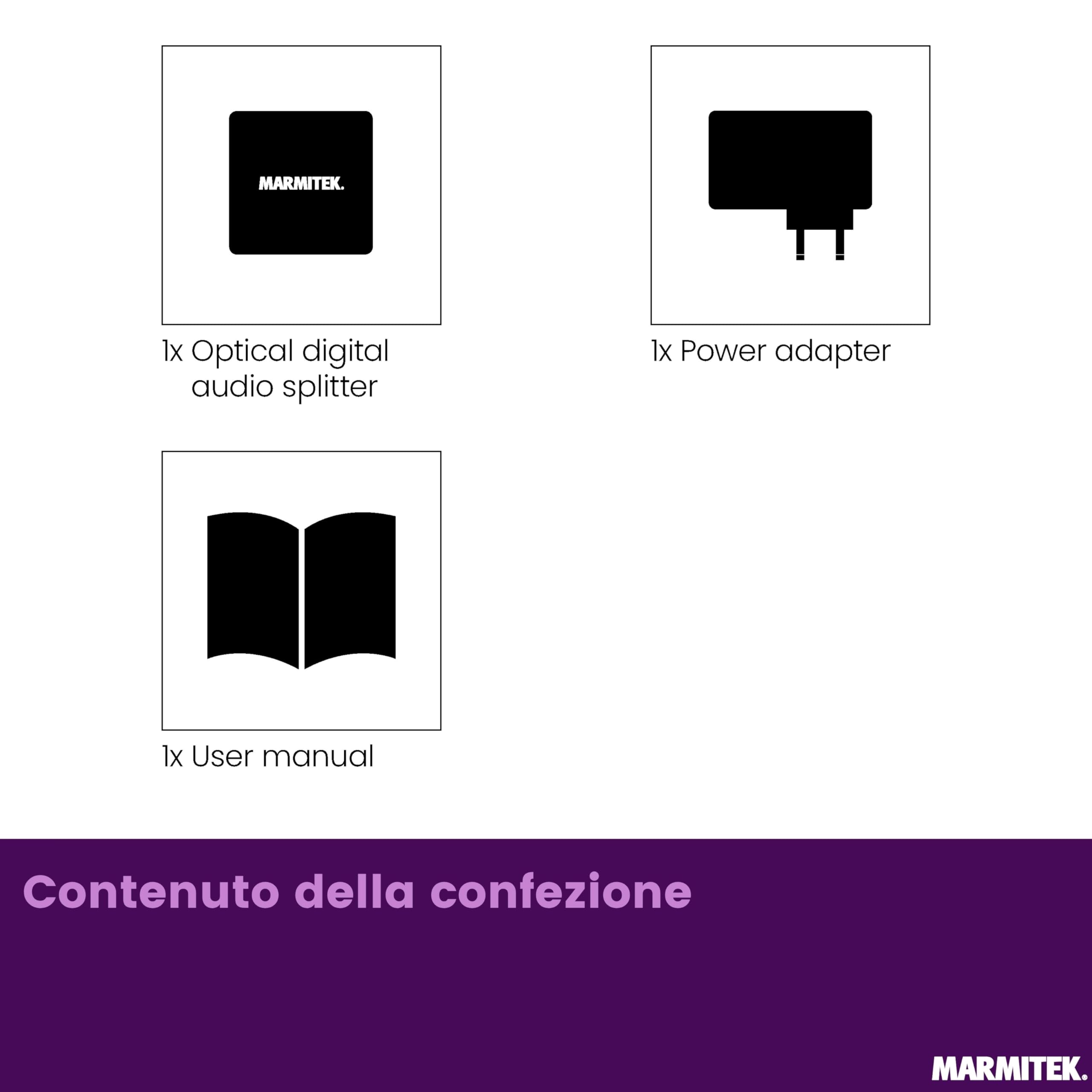 Marmitek Split TS14 - Splitter Toslink 1 ingresso 4 uscite - Audio ottico | Splitter audio ottico 1 ingresso 4 uscite per TV e amplificatore, audio digitale senza ritardo, S/PDIF Toslink 192 kHz