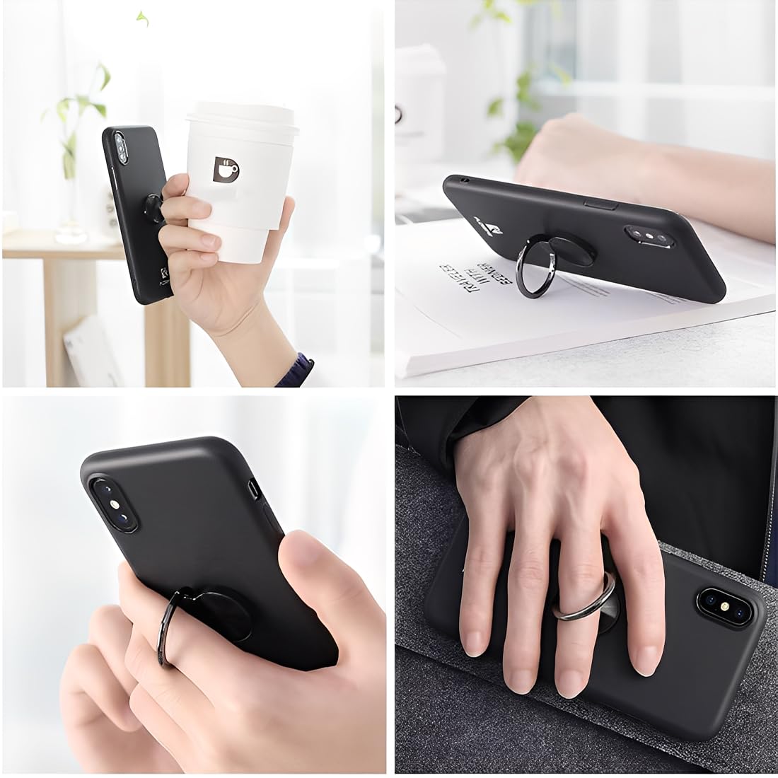 2 Pezzi Anello Supporto Telefono, Supporto Telefono Cellulari Rotazione 360° Gradi, per Tutti i Smartphone