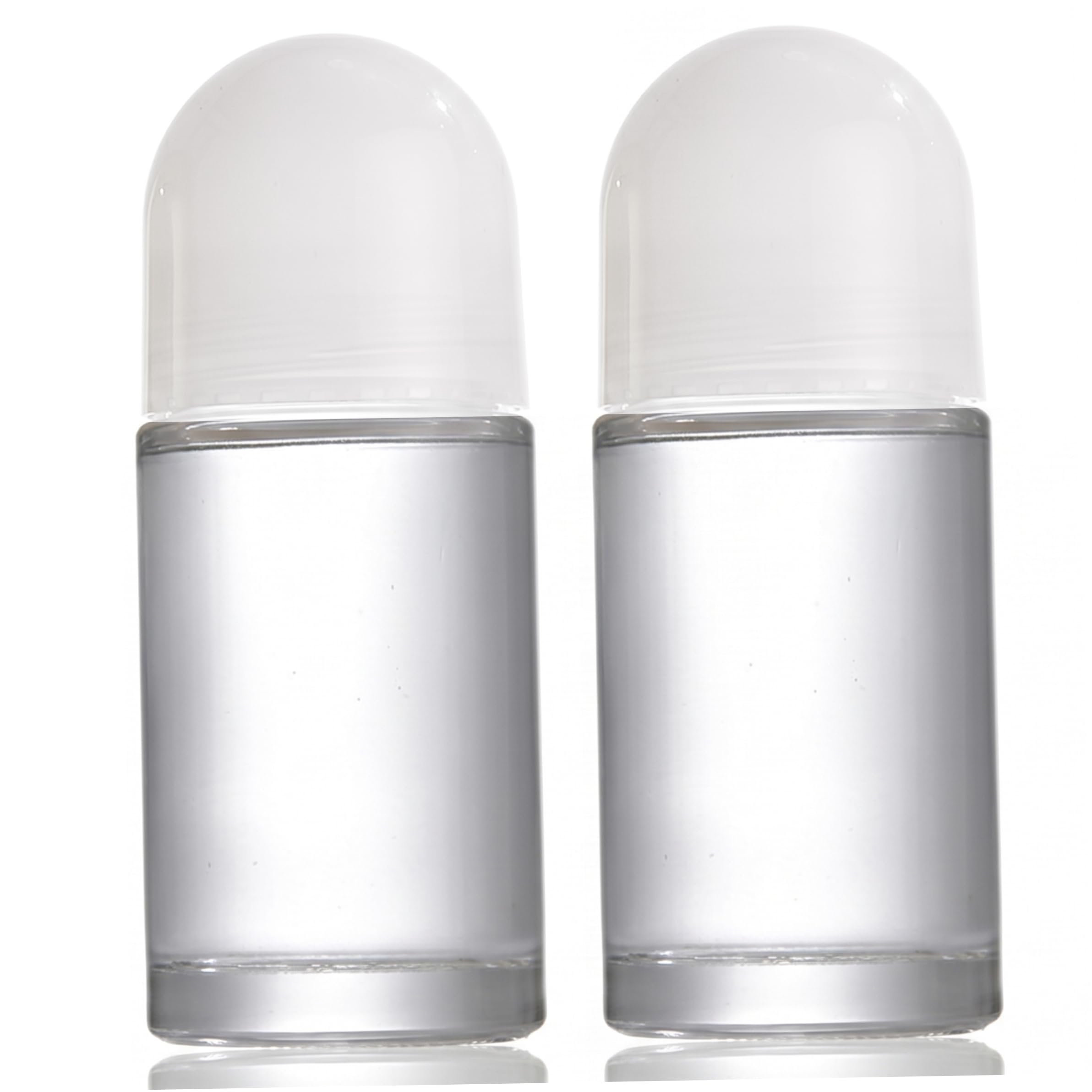 Ngbbby Roller Bottle, 2Pcs Empty Refillable Rollerball Containers, 50ml Empty Oil Roller Bottles, Refillable Glass Roll On Bottles, Transparent & White