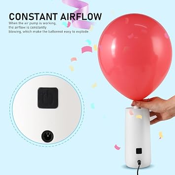 Electric Balloon Pump, Portable Dual Nozzle Electric Balloon Blower Machine, Airbed Pump Quick Inflator, Balloon Inflator for Decoration, Party, Wedding, Graduation and Festival Decoration