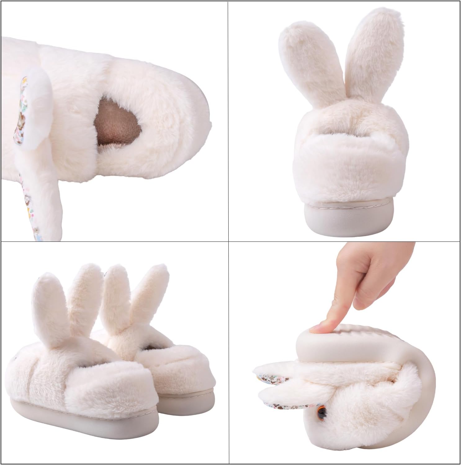 Womens Bunny Warm Slippers Soft House Memory Foam Lightweight Slippers Fleece Lining Rabbit Shoes - Image 6