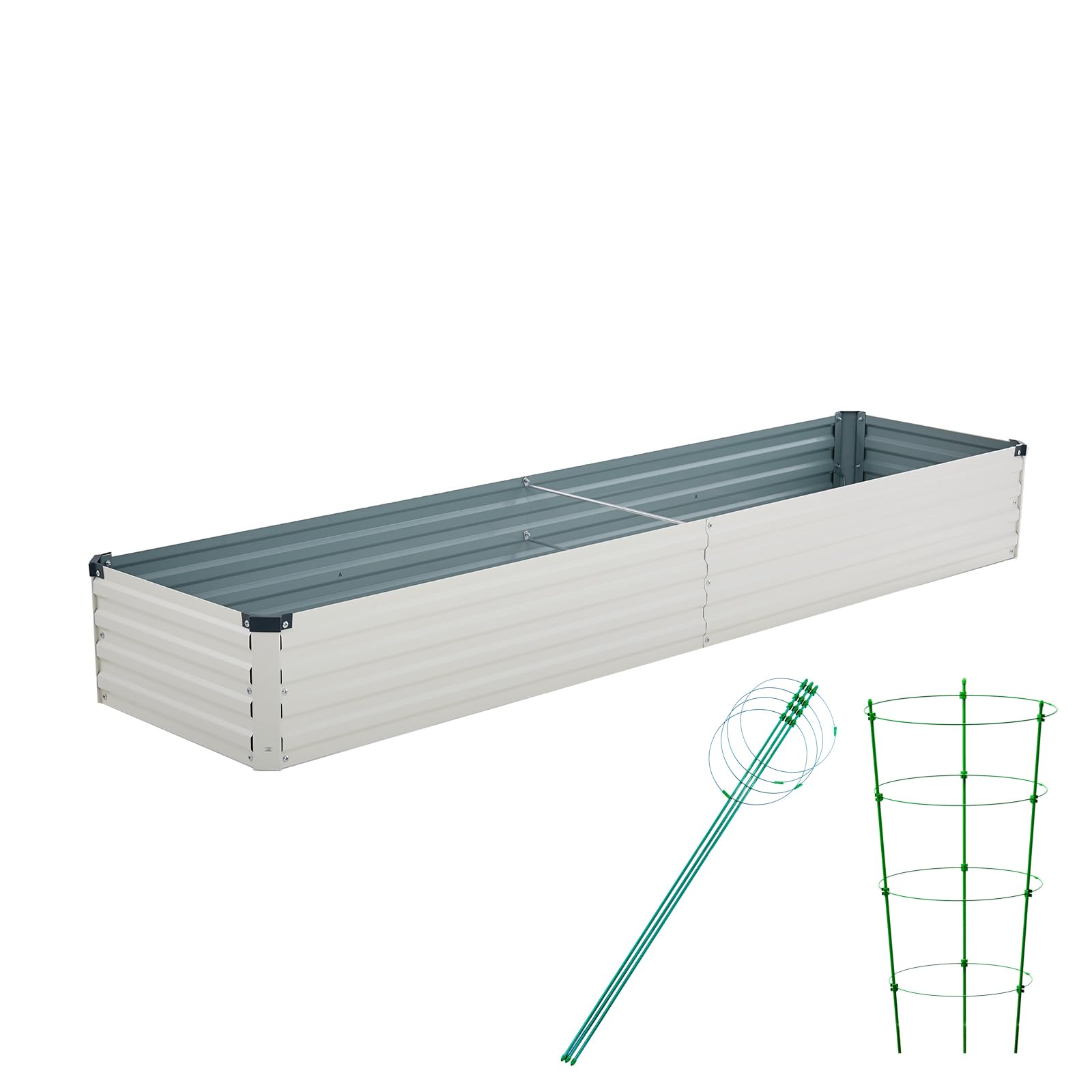Photo 1 of zunatu 8x2x1ft Galvanized Raised Garden Bed with Plant Stakes,Outdoor Planter Box Metal Patio Kit Planting Bed for Vegetables Flowers and Succulents,Beige