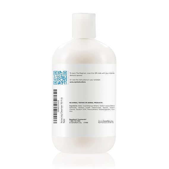 Acne.org Cleanser 16 oz. - Gentle Face Wash for Acne-Prone Skin, Now with Increased Foaming and always pH-Balanced