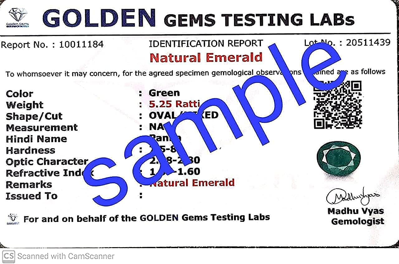 7.50カラット ザンビア エメラルド/パンナ アース マインドストーン 未加熱天然オリジナル認定 AAA++品質 男女兼用 {ラボ