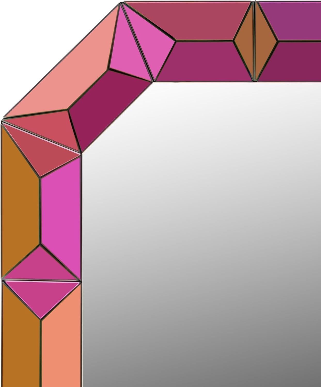 SHYFOY Modern Wall Mirror, 39" Decorative Accent Wall Mirror with Neon Finish, Geometric Iridescent Mirror for Bedroom, Entryway, or Living Room