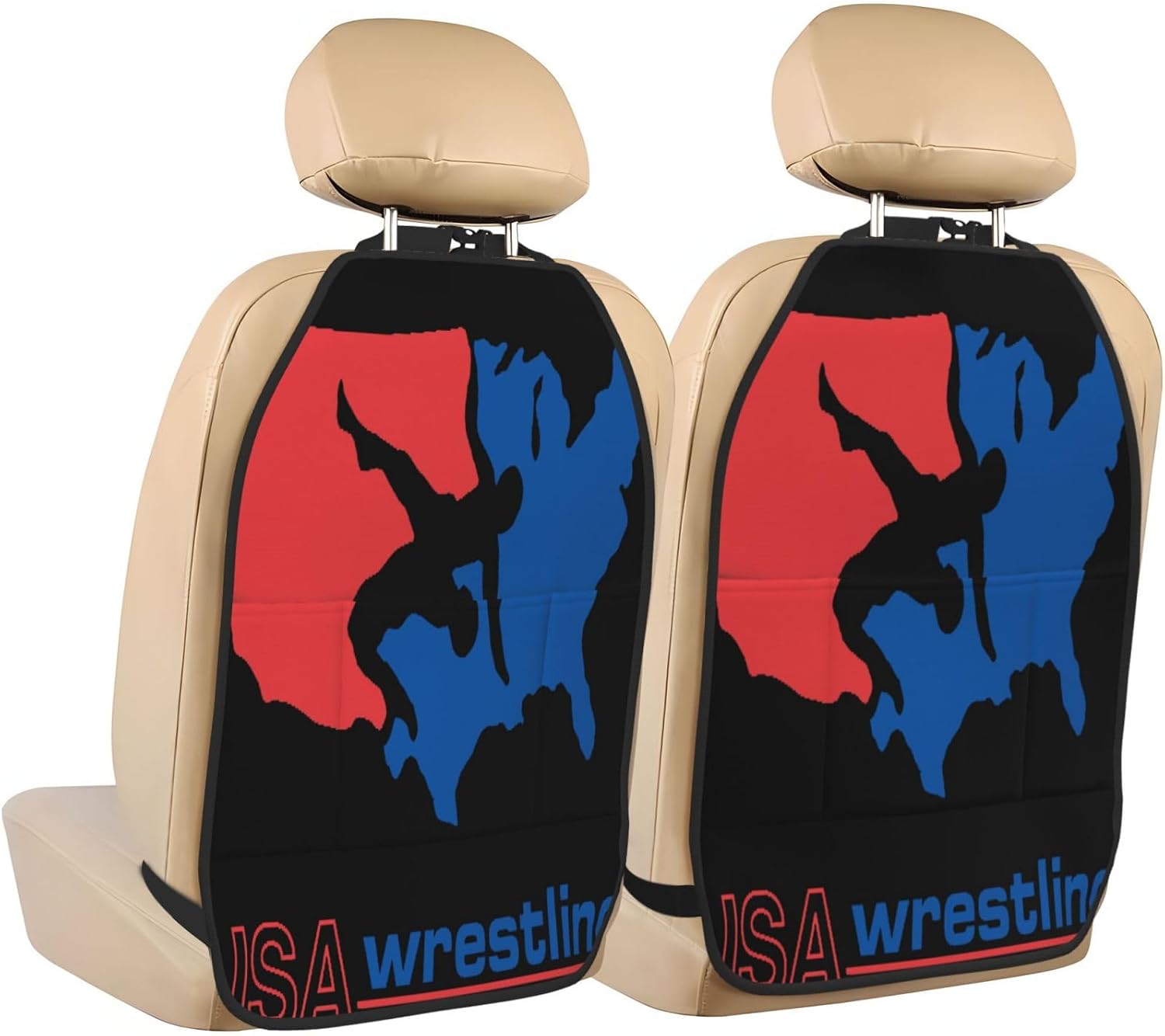 U.S. Wrestling 2-Piece Set of Car Seat Kick Protectors for Front Seat Backrests, Used for Car Rear Seat Backrests Protectors