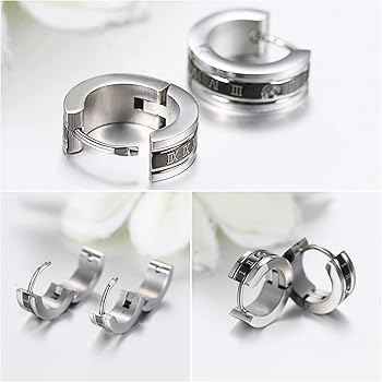 Amazon.co.jp: JewelryWe フープピアス ステンレスピアスリング 両耳