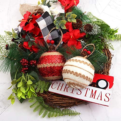 ANECO 8 Pack Christmas Tree Ornaments Rustic Christmas Tree Ball Ornaments with Pinecones and Berries Christmas Hanging Decorations for Christmas Decorations Supplies (Color 1, 8)