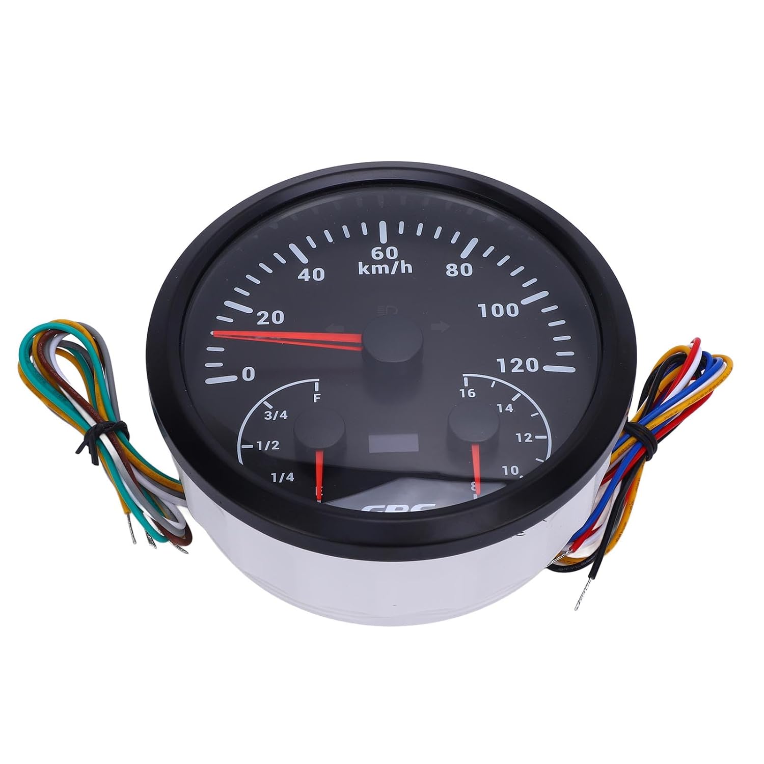 Dioche Speedometer, Boat GPS 3 in 1 GPS Speedometer for RVs Yachts Trucks - 0 to 120KMH Black Dial Odometer Voltage Gauge E-1/4-/2-3/4- Level Meter with Turn Signals (Black Dial Bezel CXA089B)