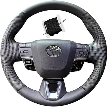 Hand Sewn Black Perforated Leather Interior Car Steering Wheel Cover, Anti Slip and Breathable Ultra-Fine Fiber Leather, for Fit for Toyota 2025 Camry LE