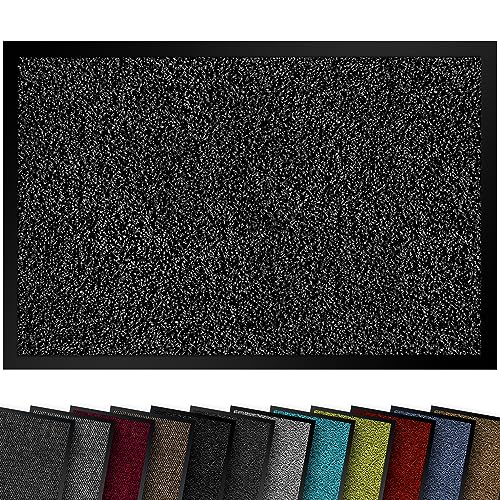 comflor Hochwertige Fußmatte Schwarz 40x60 groß für Innen & Außen - Schmutzfangmatte rutschfest, waschbar & wetterfest - Fussmatte für Eingangsbereich & Aussenbereich - Läufer Flur dünn