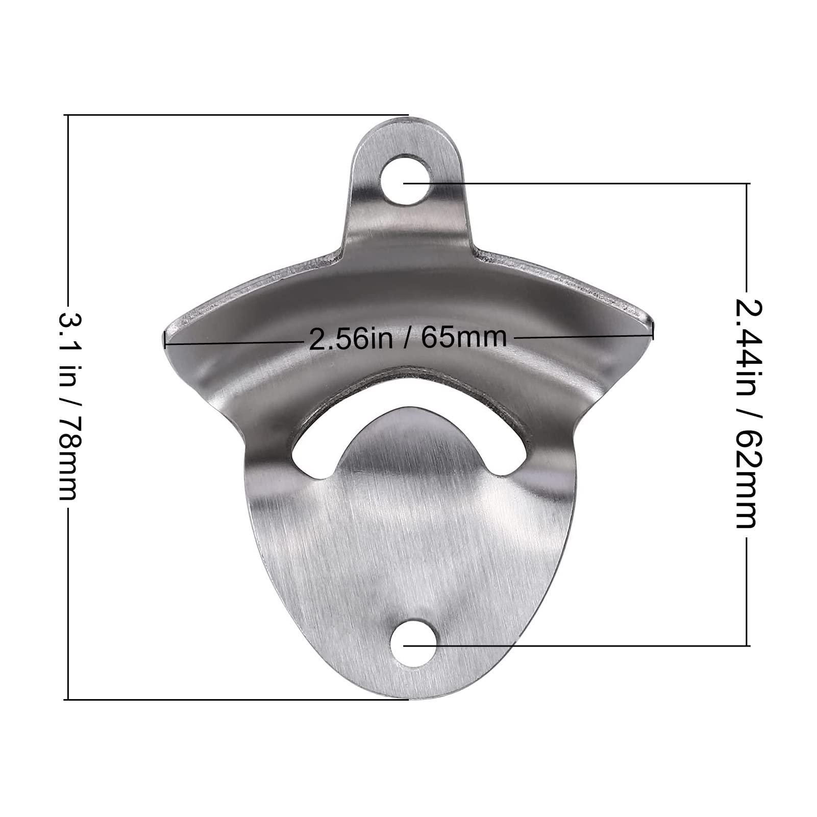 Apribottiglie da parete in acciaio inox con viti di montaggio (confezione da 4)