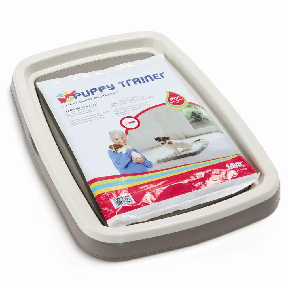 Savic Puppy Trainer - Kit de bandeja para perros, Gris (Warm Grey), Talla M