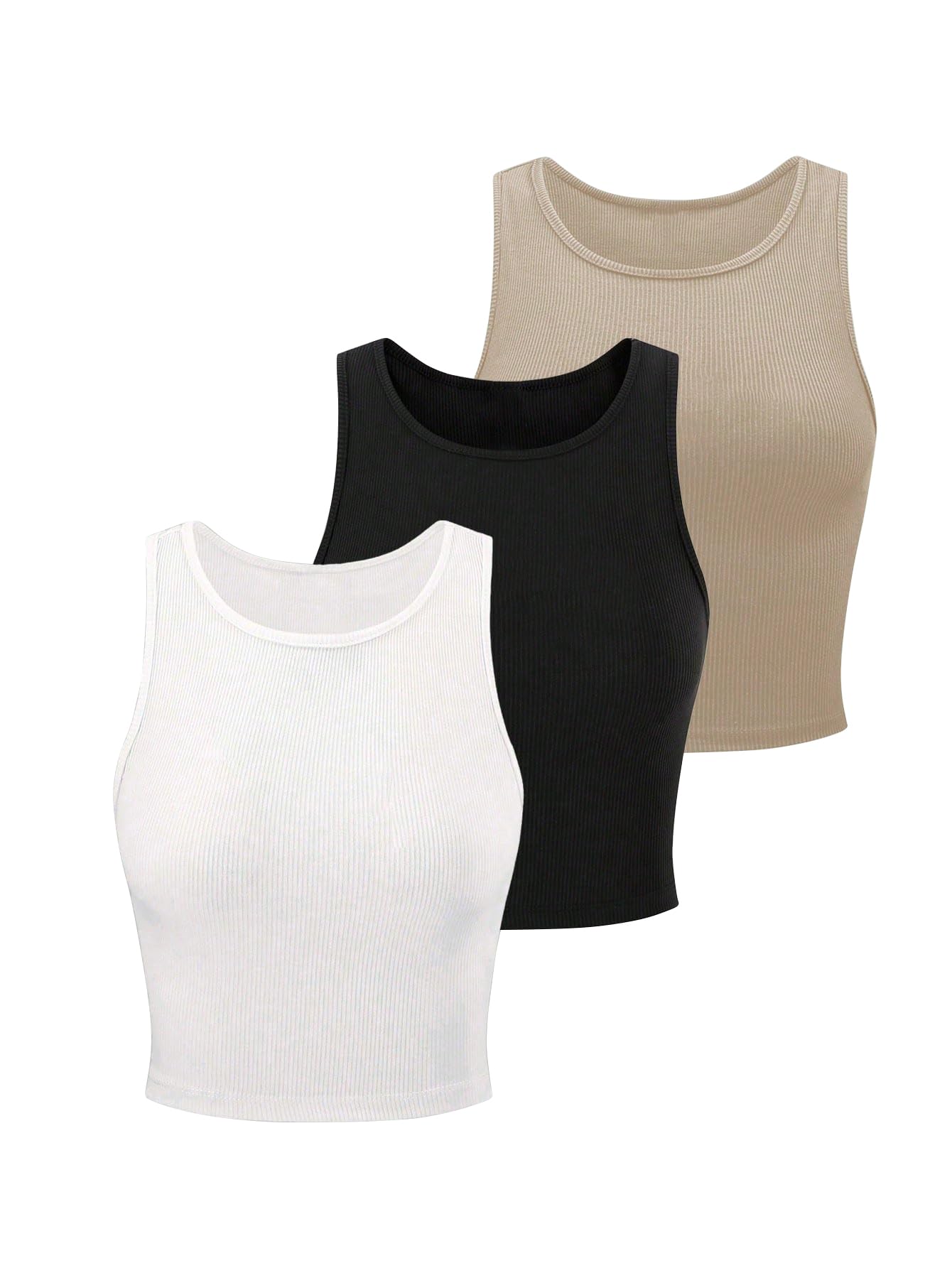 Tops for Women Crop Top for Women's Tank Activewear Tee Sports Western Casual Cotton Camisole Pack of 3 Combo-image-21