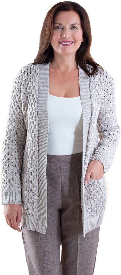 Fashion Friendly Cable Knit Cardigan Grey 3 Extra Large