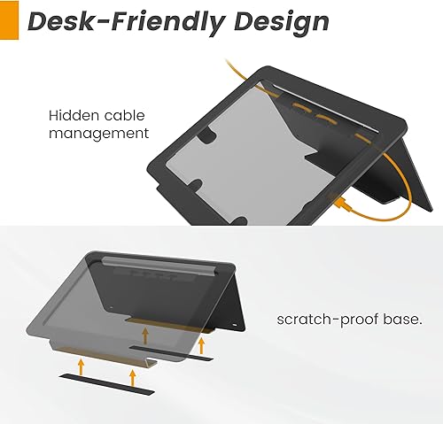 Miniatura 7 de Soporte de escritorio para tableta, todo de metal ergonómico de 30 con bloqueo de cable de seguridad para oficina, mostrador de puntos de venta,