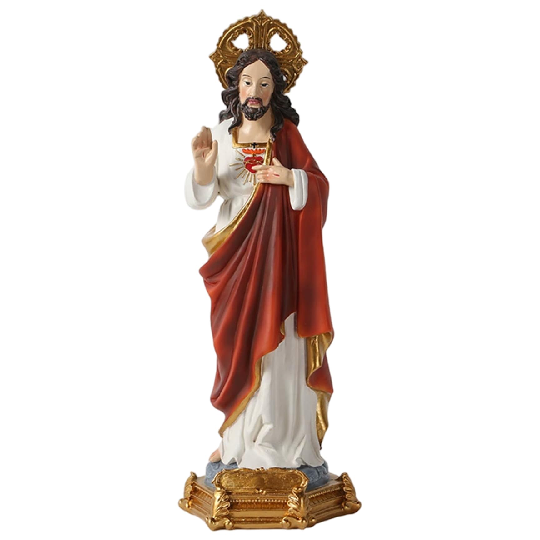 Veesper Sacred Heart of Jesus Statue 9 Inch Resin Jesus Figurine Renaissance Style Religious Sculpture for Catholic Home Altar, Indoor Inspirational Christmas Decor