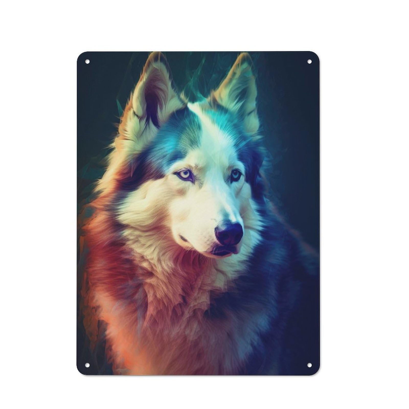 Junmoney Husky Douple Exposure Vintage Printed Metal Sign 40X30cm For Workshop Wall, A Decorative Gift For A Newly Furnished Workshop