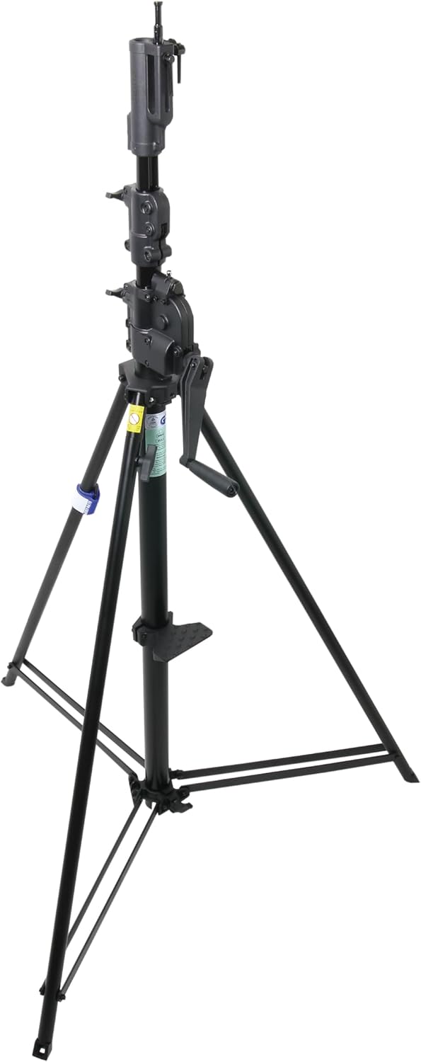 Kupo Wind-Up Stand 483BT Special, Steel Black Wind-Up Stand with Auto Self-Locking Safety Device, Dual Riser Lift System, Leveling Leg, Max Height 12' - Black (KS401111)