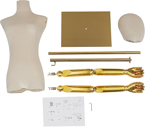 Miniatura 8 de NeNchengLi Torso de maniquí femenino de terciopelo con soporte, soporte de exhibición de maniquí de terciopelo beige, 59 a 78 pulgadas de altura