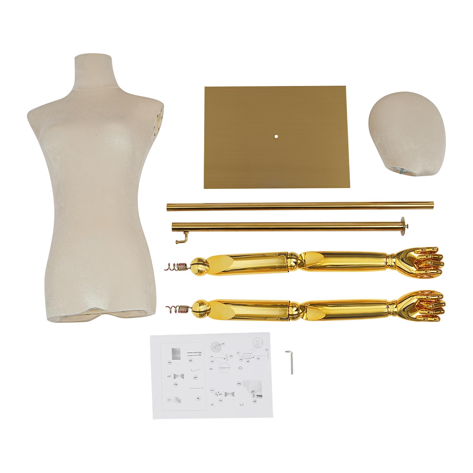 Weibliche Schaufensterpuppe Höhenverstellbar 150-200cm | Schneiderpuppe Damen mit 360° Drehbaren Armen & Samtbezug | Abnehmbare Gliedmaßen | Ideal für Modegeschäfte, Brautmoden & Boutiquen
