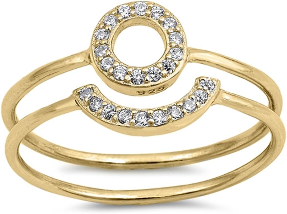 CHOOSE YOUR COLOR Sterling Silver Circle Set Ring