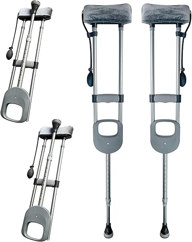 Miniatura 8 de Muletas plegables de aluminio para axilas, muletas para caminar en las axilas, altura ajustable de 4 pies 11 pulgadas a 5 pies 6 pulgadas, diseño de