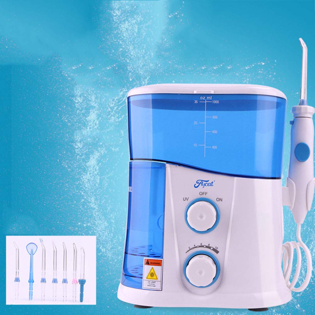Dispositivo Elettrico Per La Pulizia Dei Denti Rossi Domestici 1000 Ml Di Grande Serbatoio D'acqua Funzione Di Disinfezione UV Impulso Ad Alta Pressione IPX7 Colore Blu E Bianco Impermeabile (bianca)